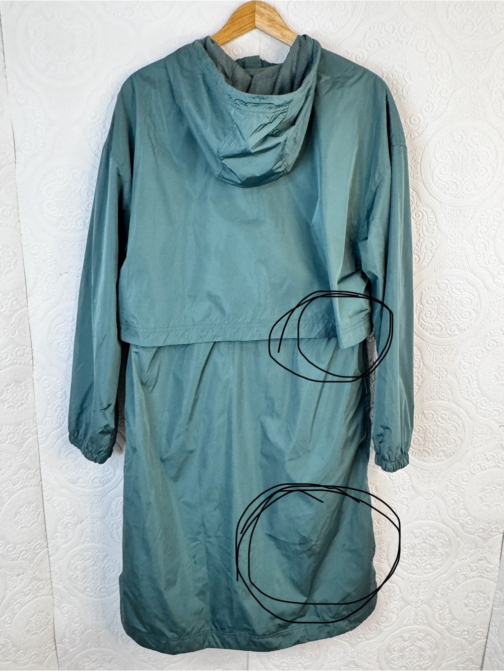 Old Navy Active Rain Coat Water Resistant Windbreaker Trench Length Large Green - Picture 6 of 6